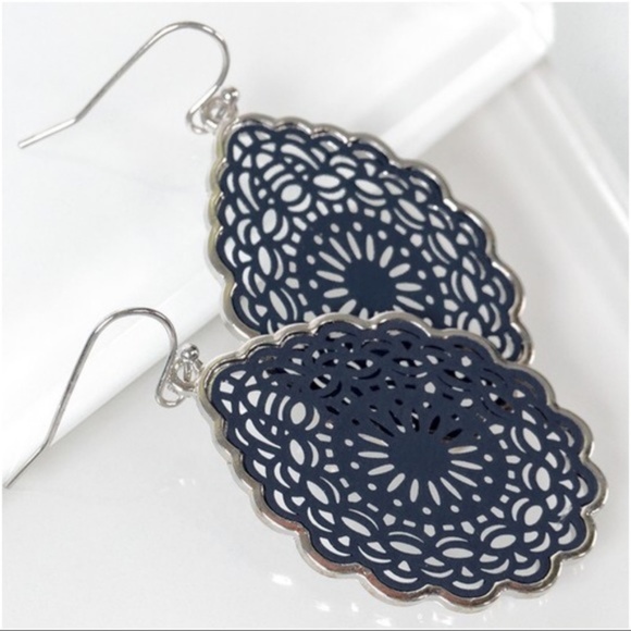 Jewelry - Navy Mandala Tear Drop Earrings Jewelry - Navy Mandala Tear Drop Earrings